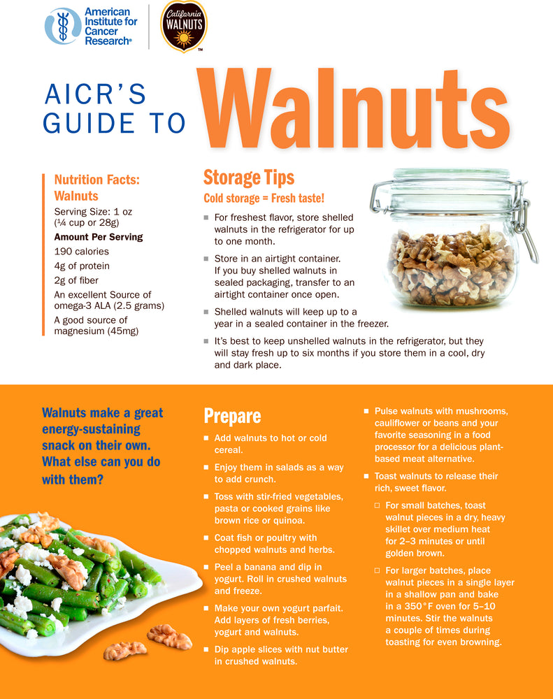 INSTANT DOWNLOAD: AICR’S Guide to Walnuts FREE Factsheet